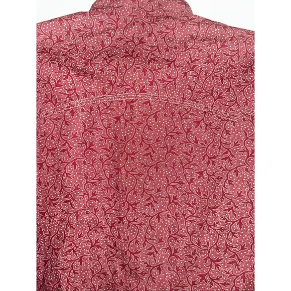 Roper shirt Men’s size Medium red Burgandy Paisley Western Pearl Snap Long Sleev - Picture 5 of 7